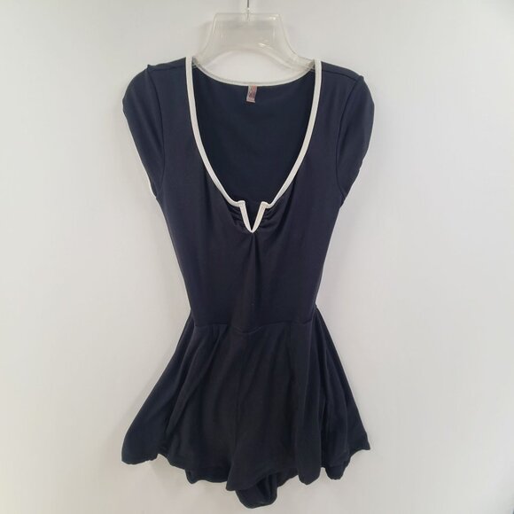 FP Movement by Free People Black Romper with White Trim - Picture 1 of 8